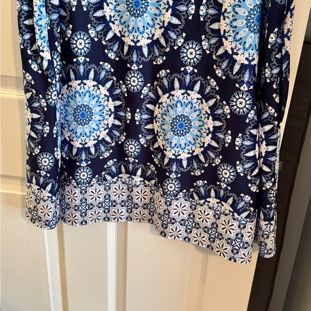 B-Design Blue and White Patterned Dress - Picture 5 of 6
